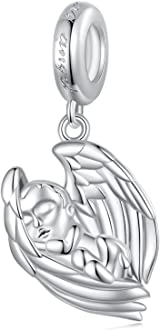 925 Sterling Silver Sleeping Baby Angel Dangle Charm