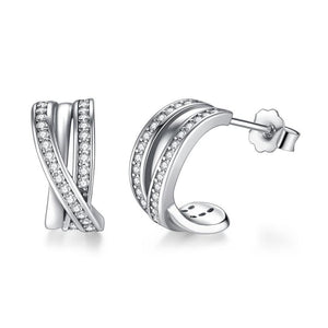 925 Sterling Silver CZ Hoop Earrings