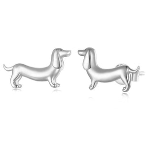 925 Sterling Silver Dachshund Dog Stud Earrings