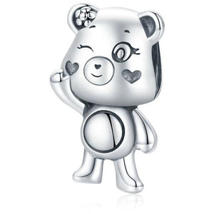 925 Sterling Silver Tiny Bear Bead Charm