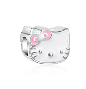 925 Sterling Silver Hello Kitty White Enamel Charm