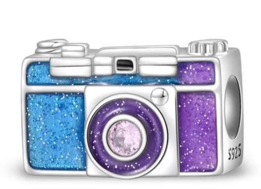 925 Sterling Silver Enamel Camera Charm