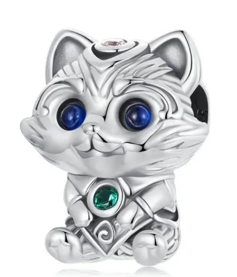 925 Sterling Silver Cute Cat Charm