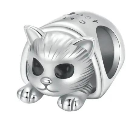 925 Sterling Silver Cute Cat Charm