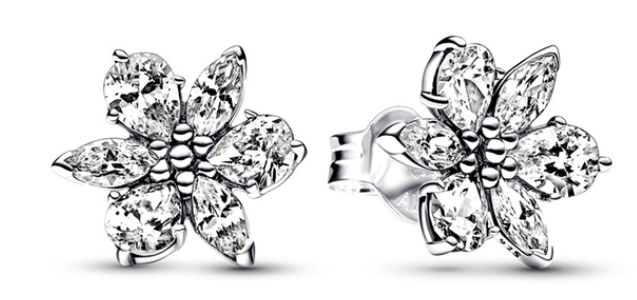 925 Sterling Silver CZ Flower Earrings