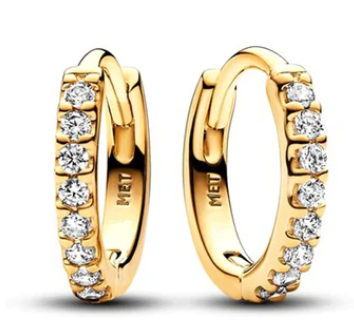 925 Sterling Silver Gold Plated CZ Hoop Earrings