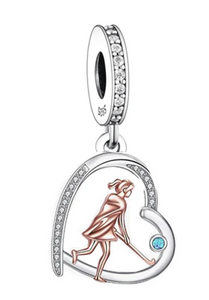 925 Sterling Silver "Girl Hockey Player" Dangle Charm