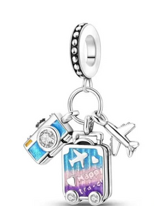 925 Sterling Silver Happy Travel Dangle Charm