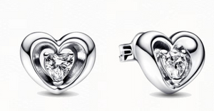 925 Sterling Silver CZ Heart Earrings