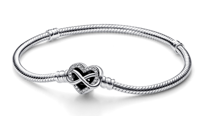 925 Sterling Silver Infinity Heart Clasp Bracelet