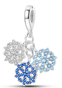 925 Sterling Silver CZ SnowFlake Dangle Charm