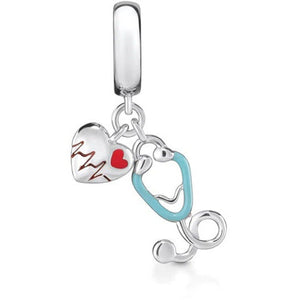 925 Sterling Silver Stethoscope and Pulse Dangle Charm