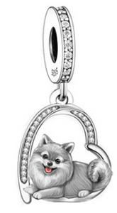 925 Sterling Silver Toypom Dog Heart Dangle Charm