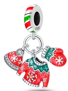 925 Sterling Silver Christmas Jersey Dangle Charm