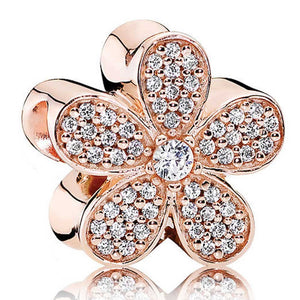 Rose Gold-Color CZ Daisy Charm