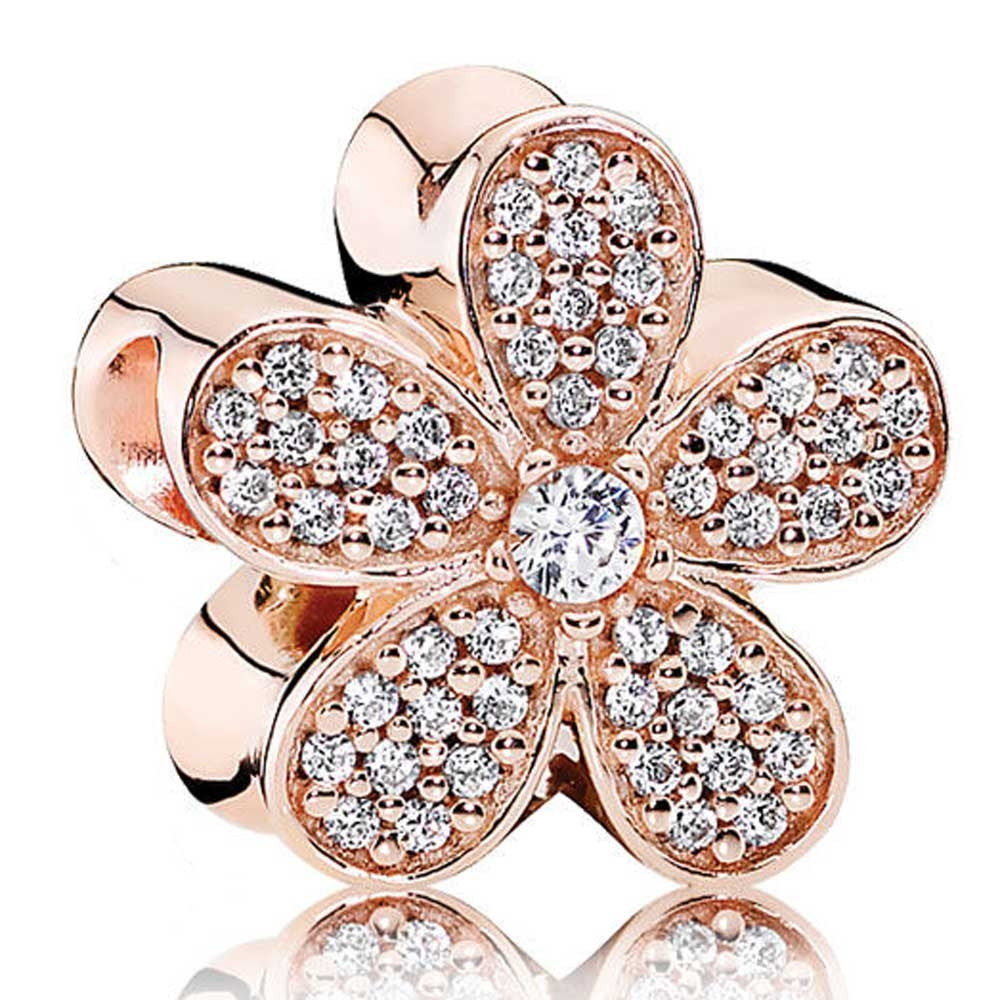 Rose Gold-Color CZ Daisy Charm