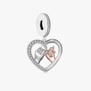 925 Sterling Silver "Pinky Swear"Heart Dangle Charm