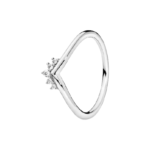 925 Sterling Silver CZ Tiara Wishbone Ring