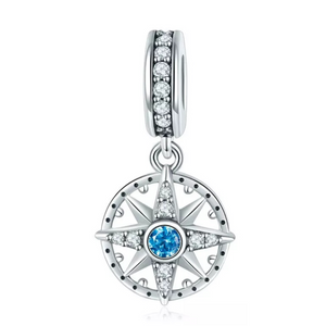 925 Sterling Silver Compass Dangle Charm