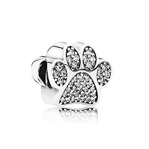 925 Sterling Silver CZ dog paw print Charm