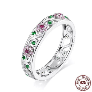 925 Sterling Silver Colourful CZ Secret Garden Ring