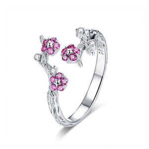 Blooming Plum Flower Adjustable Ring