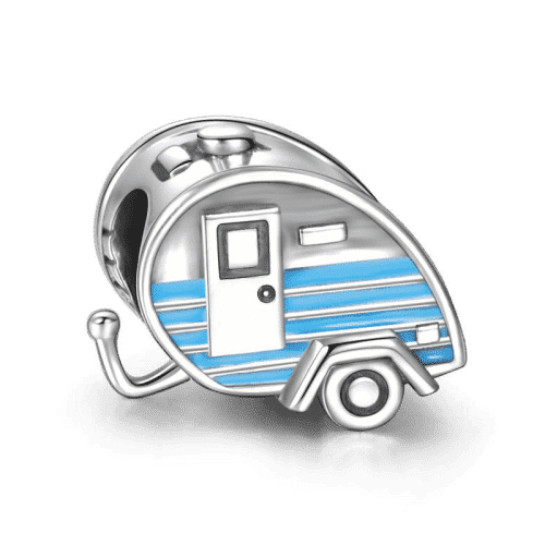 925 Sterling Silver Blue Enamel Caravan Bead Charm