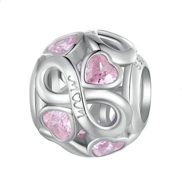 925 Sterling Silver Openwork Infinity MOM Bead Charm