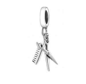 925 Sterling Silver Profession Comb And Scissors Charm