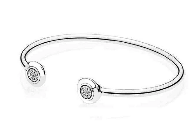 925 Sterling Silver Open Bangle With Crystal