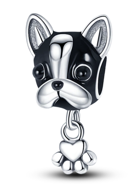 925 Sterling Silver Boston Terrier Dog Charm