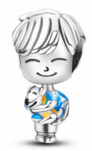 925 Sterling Silver Boy with Puppy Charm