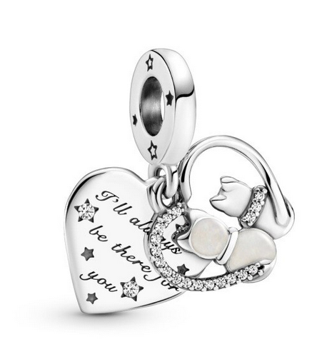 925 Sterling Silver Two Cats Always there Charm