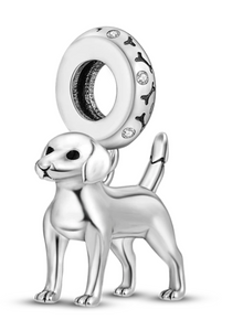 925 Sterling Silver Cute Dog Dangle Charm