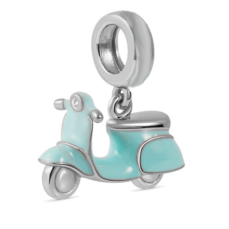 925 Sterling Silver Teal Scooter Dangle Charm