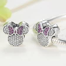 925 Sterling Silver Cartoon Mouse pink Clip Charm