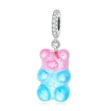 925 Sterling Silver Colorful Gummy Bear Dangle Charm