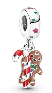 925 Sterling Silver Christmas Gingerbread Man Dangle Charm