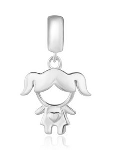 925 Sterling Silver Girl Dangle Charm