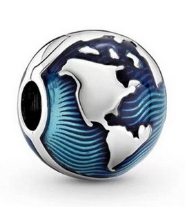 925 Sterling Silver Globe Charm