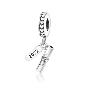 925 Sterling Silver 2022 Graduation Book Scroll Charm