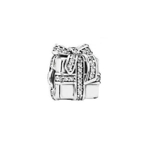 925 Sterling Silver Christmas Gift Box Bead Charm