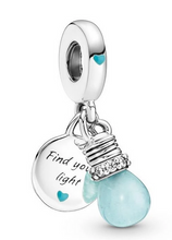 Load image into Gallery viewer, 925 Sterling Silver Glow in The Dark FIND Your Light Dangle Charm
