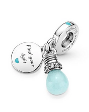 Load image into Gallery viewer, 925 Sterling Silver Glow in The Dark FIND Your Light Dangle Charm
