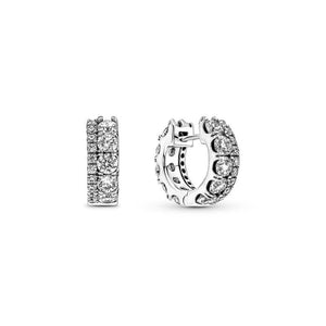 925 Sterling Silver Double CZ Hoop Earrings