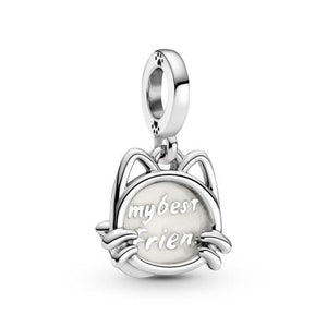 925 Sterling Silver My Cat is my Best Friend Dangle Charm