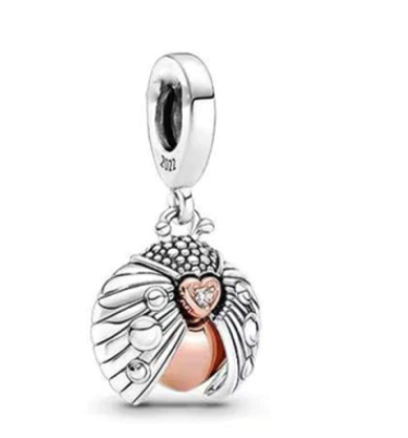 925 Sterling Silver CZ Lady Bug Dangle Charm