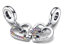 Load image into Gallery viewer, 925 Sterling Silver True Friends My Piece Dangle Charm
