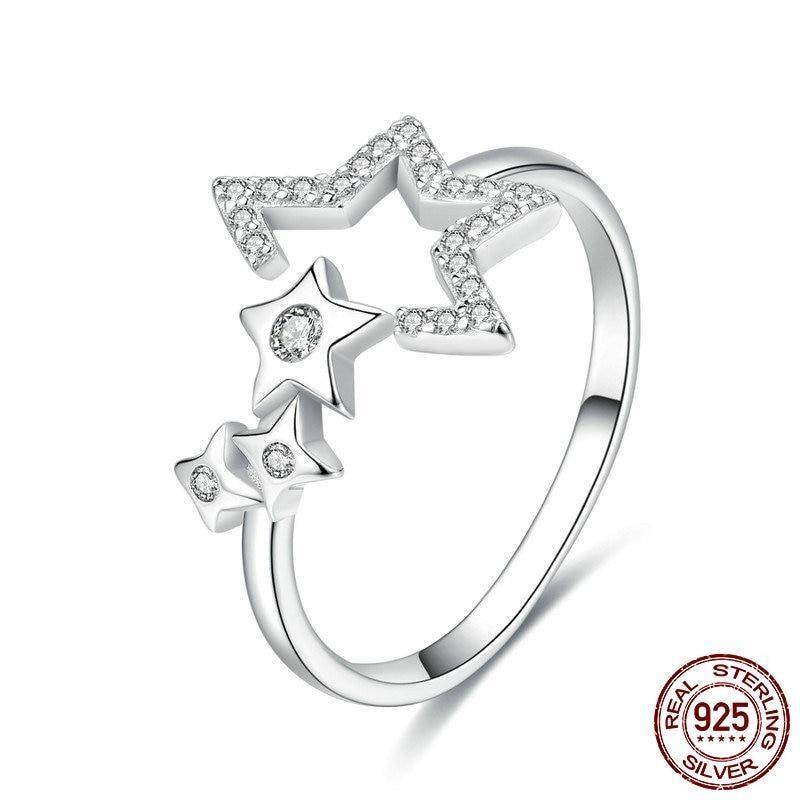 925 Sterling Silver Luminous Star Waitting Adjustable Finger Rings