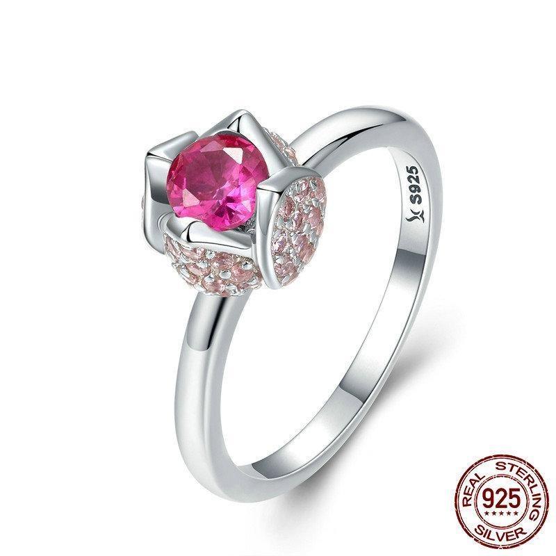 Pink CZ Tulip Flower Ring